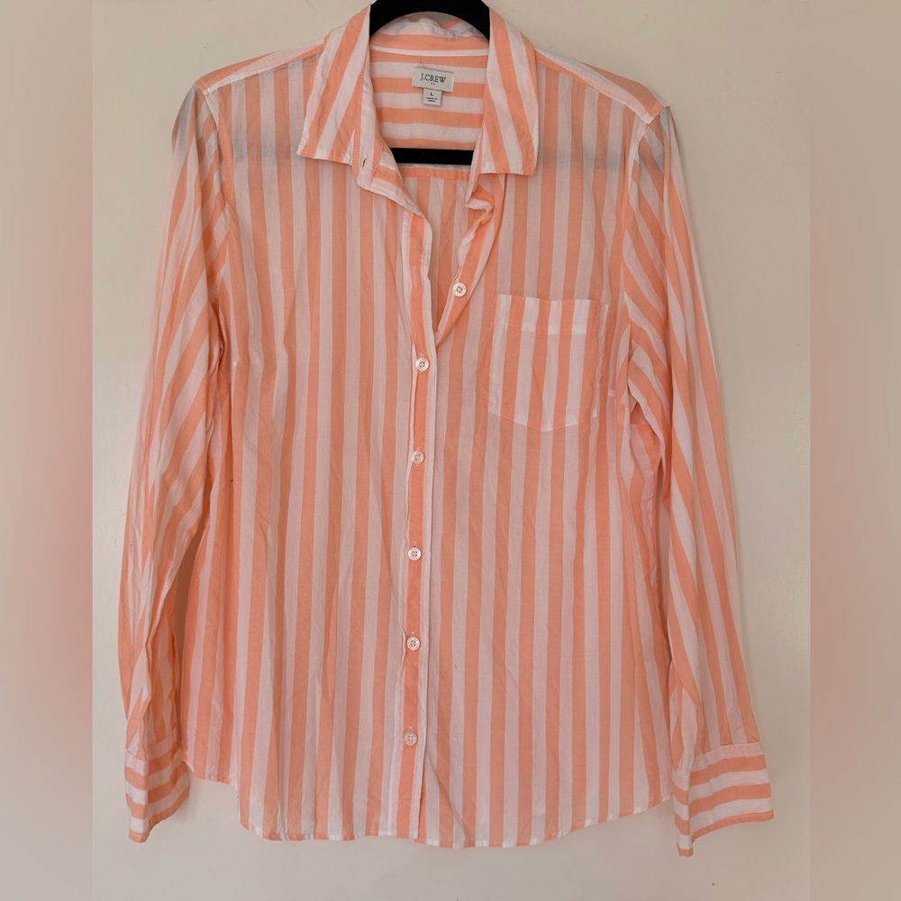 J.Crew Peach and White Striped Shirt